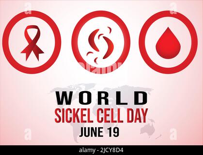 World Sickle Cell day  Vector illustration on the theme of observed each year on June 19th worldwide. Stock Vector