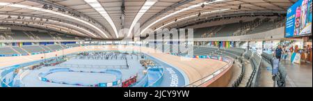 inside bicycle track in the  Lee Valley VeloPark, Queen Elizabeth Olympic Park, Stratford Stock Photo