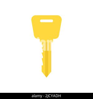Key security vector icon door. House lock and safe home protection. Metal sign privacy secure. Gold silhouette isolated white and shape business acces Stock Vector