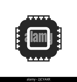 Cpu chip technology vector digital electronic. Computer processor illustration board icon and communication tech hardware. Microchip motherboard engin Stock Vector
