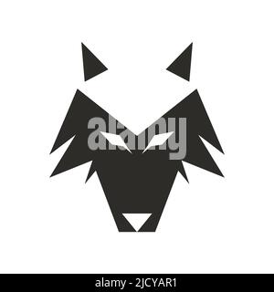 Wolf face animal vector illustration head. Wild dog icon and predator mascot beast symbol. Abstract mammal wildlife hunter emblem and coyote eye sign. Stock Vector