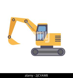 Excavator vector icon construction machine. Bulldozer industry tractor industrial and symbol machinery vehicle. Equipment heavy truck loader and digge Stock Vector
