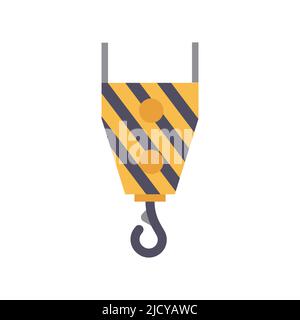 Construction industry hook icon and crane equipment illustration. Building heavy engineering symbol and industrial work tool. Lifting machinery weight Stock Vector