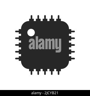 Cpu chip technology vector digital electronic. Computer processor illustration board icon and communication tech hardware. Microchip motherboard engin Stock Vector