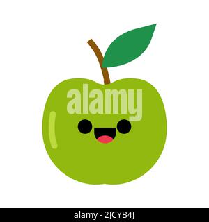 Apple vector icon food illustration and fruit nature symbol with leaf. Fresh natural healthy sign vegetarian and simple green character. Silhouette is Stock Vector