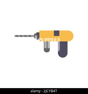 Drill tool icon vector equipment repair. Construction work symbol industry illustration and mechanic instrument sign. Hardware industrial builder obje Stock Vector