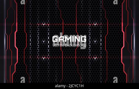 Modern gaming abstract background. Dark hexagon gaming abstract vector background with red and white colored bright flashes and shapes. Vector Stock Vector