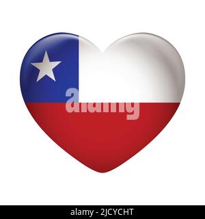 Chile flag icon isolated on white background. Chile flag. Flag icon glossy. Stock Vector