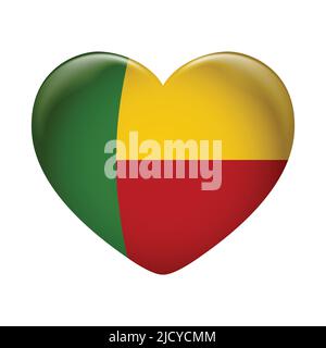 Benin flag icon isolated on white background. Benin flag. Flag icon glossy. Stock Vector