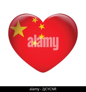 China flag icon isolated on white background. China flag. Flag icon glossy. Stock Vector