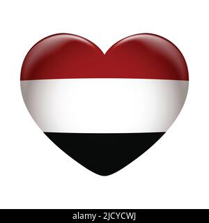 Yemen flag icon isolated on white background. Yemen flag. Flag icon glossy. Stock Vector
