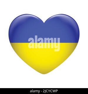 Ukraine flag icon isolated on white background. Ukraine flag. Flag icon glossy. Stock Vector