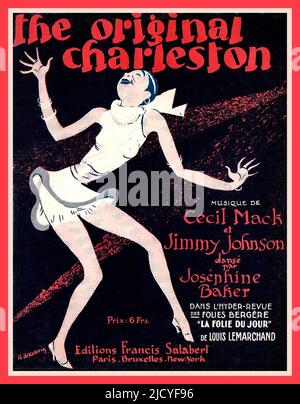 The Original Charleston Sheet Music 1900s Front Cover Music by Cecil Mack and Jimmy Johnson, with dance by Josephine Baker in the L'Hyder Revue Folies Bergere, 'La Folie Du Jour' Paris France Stock Photo