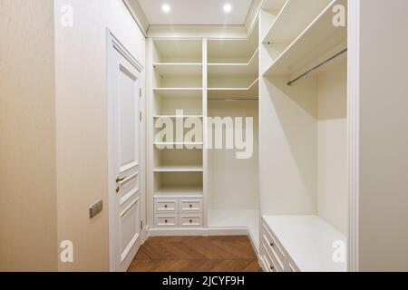 Horizontal photographs of a large wardrobe with lights Stock Photo