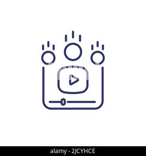 Video monetization icon, line vector Stock Vector