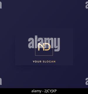 ND monogram, letters vector logo on a card Stock Vector
