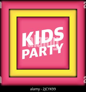 Kids party celebration flyer design template. Child event banner decoration. Stock Vector