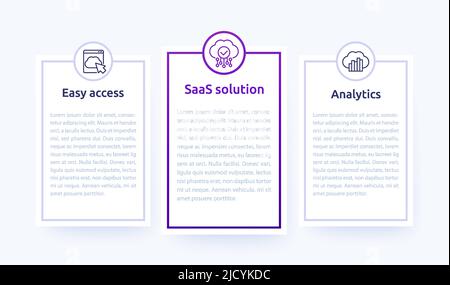 SaaS solutions, cloud services banners with icons Stock Vector