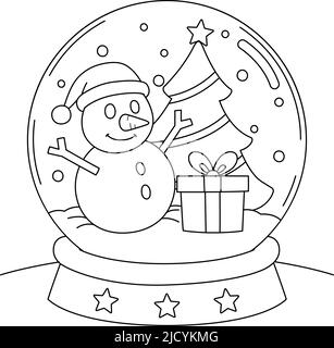 Christmas coloring page of a Snow Globe with Santa. Hours of fun for ...