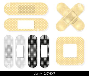 Elastic medical plasters. Adhesive bandage. Stock Vector