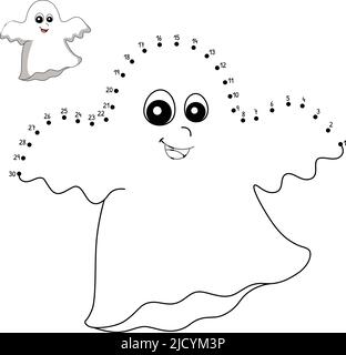 Dot to Dot Zombie Halloween Isolated Coloring Page Stock Vector