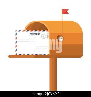 Mailbox vector illustration isolated on white, flat post office box. Stock Vector