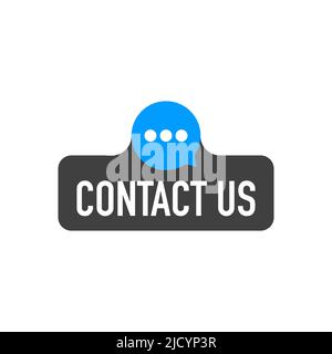Contact us blue realistic paper speech bubble. Stock Vector