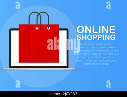 Laptop with and screen buy. Concept online shopping. Stock Vector