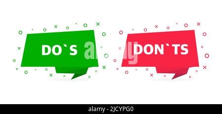 check marks ui button with dos and donts. flat simple style trend modern red and green checkmark logotype graphic design Stock Vector