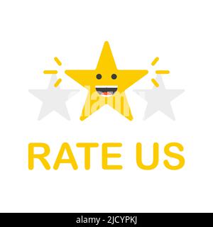 Rate us label, stamp on white background. Vector stock illustration. Stock Vector