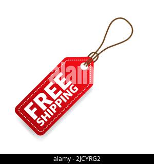 Free shipping price teg. Red Free shipping label. Stock Vector
