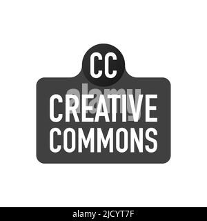 Creative commons rights management sign with circular CC icon. Vector illustration. Stock Vector