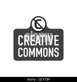 Creative commons rights management sign with circular CC icon. Vector stock illustration. Stock Vector