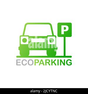 Isolated Parking Sign - Green roadsign with letter P isolated on white background. Stock Vector
