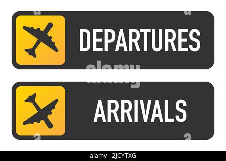 Information panel on the direction of arrivals and departures at airports on a white background. Stock Vector