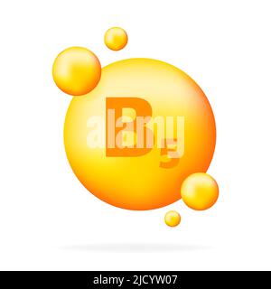 Vitamin B5. Vitamin drop pill capsule icon. Stock Vector