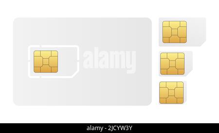 Set of blank SIM card. Illustration on white background. Stock Vector