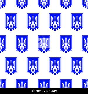 Seamless pattern of trident on shield. Coat of arms of Ukraine Stock Vector