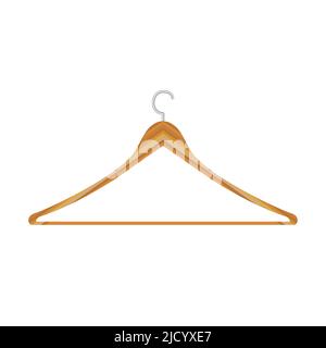 Clothes wooden hangers for jackets pants isolated. Flat vector illustration. Stock Vector