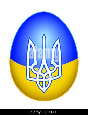 Illustration of an Easter Ukrainian egg with the symbol of a trident - the coat of arms of Ukraine Stock Vector