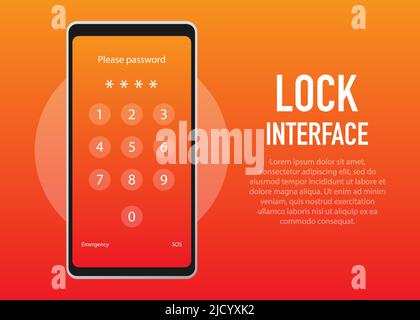 Screen Lock. PInterface for lock screen or enter password pages. Vector illustration. Stock Vector