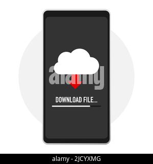 Progress bar of file copying. Download file. Stock Vector