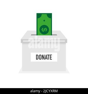 Donation box icon in flat style isolated on background. Vector illustration. Stock Vector