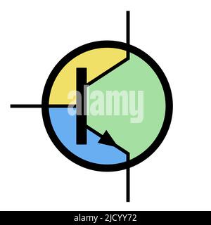 Transistor abstract schematic symbol flat icon Stock Vector