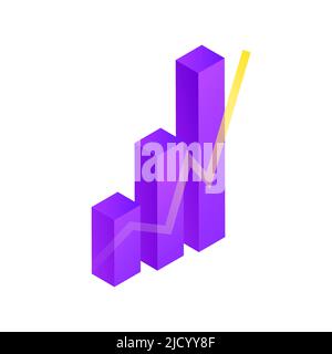 3D statistic graph bar with rising arrow in realistic cartoon style ...
