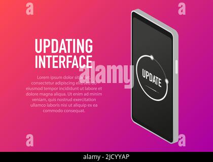 System software update concept. Loading process in smart phone screen. Vector illustration. Stock Vector
