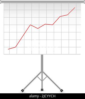 Projector screen with business chart graph. Vector illustration. Stock Vector
