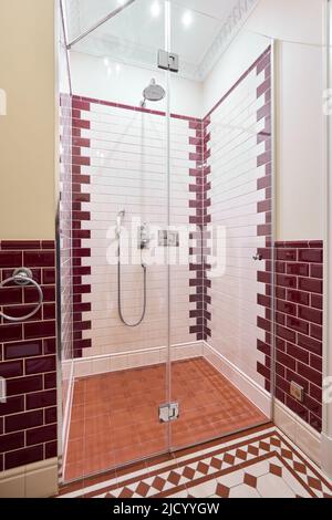 Vertical photo of a beautiful shower cabin  Stock Photo