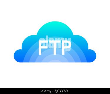 Flat web banner with ftp. Application interface. Technology concept. Vector illustration. Stock Vector