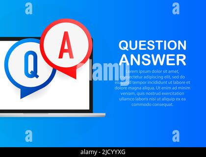 Question answer chat balloons in red and blue colors on a blue background. Stock Vector